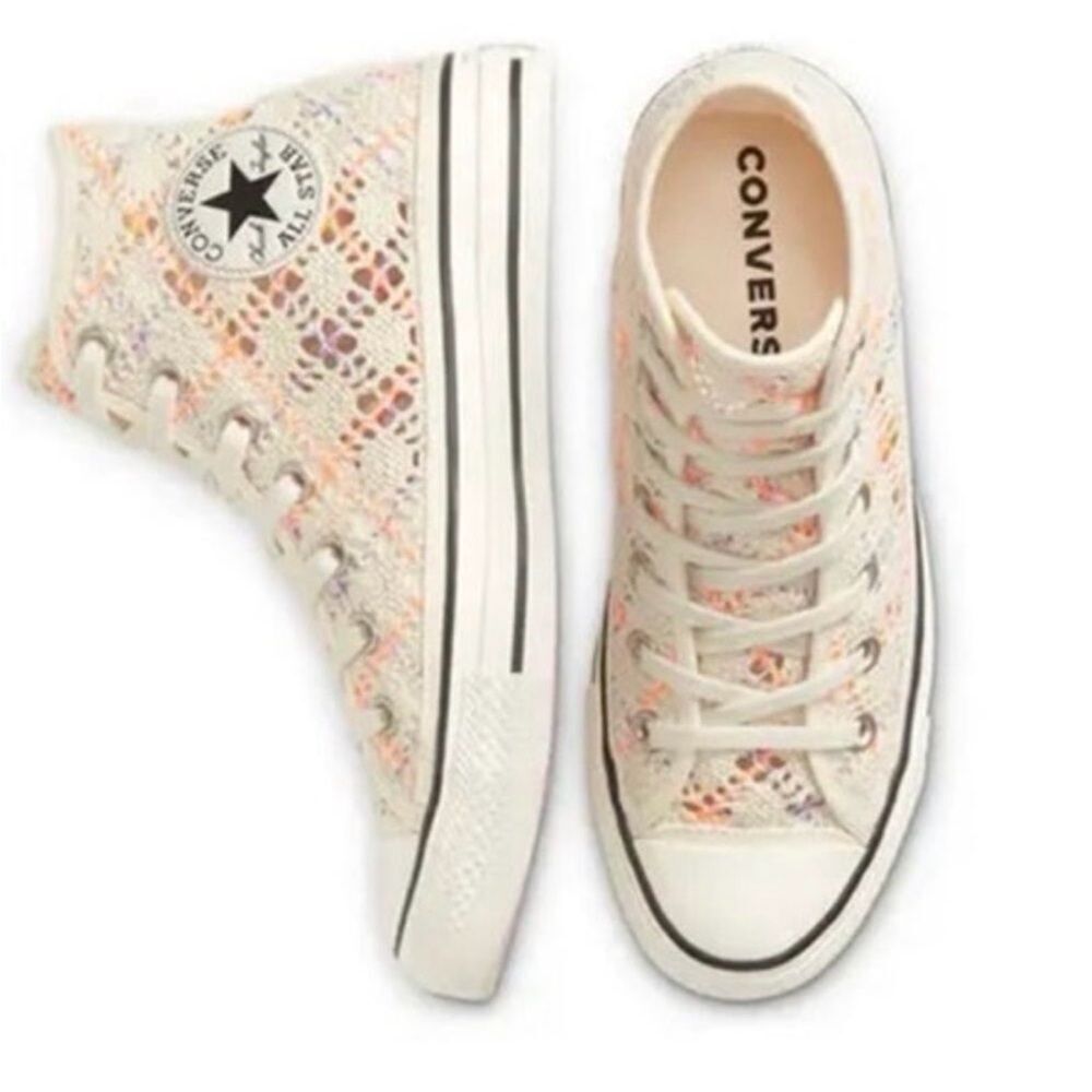 Converse Boho Crochet Hightop Women's Chuck Taylor All Star' cream pink lavender - Picture 2 of 12